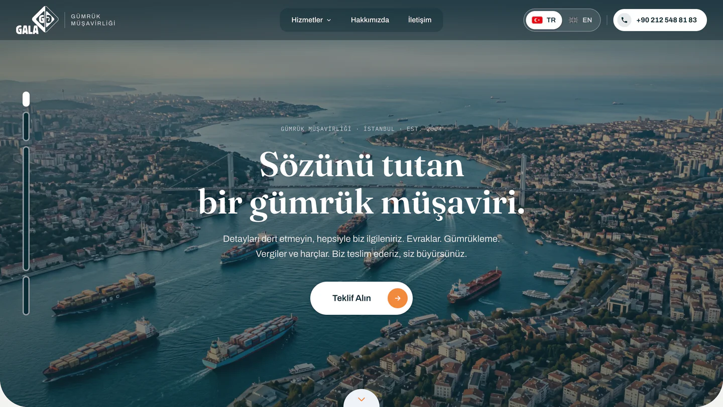 Gala Gümrük Müşavirliği ana sayfasında İstanbul Boğazı ve teklif çağrısı